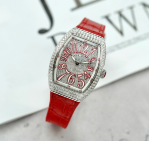 Review chi tiết đồng hồ Franck Muller màu đỏ Vanguard V32 FULL DIAMOND